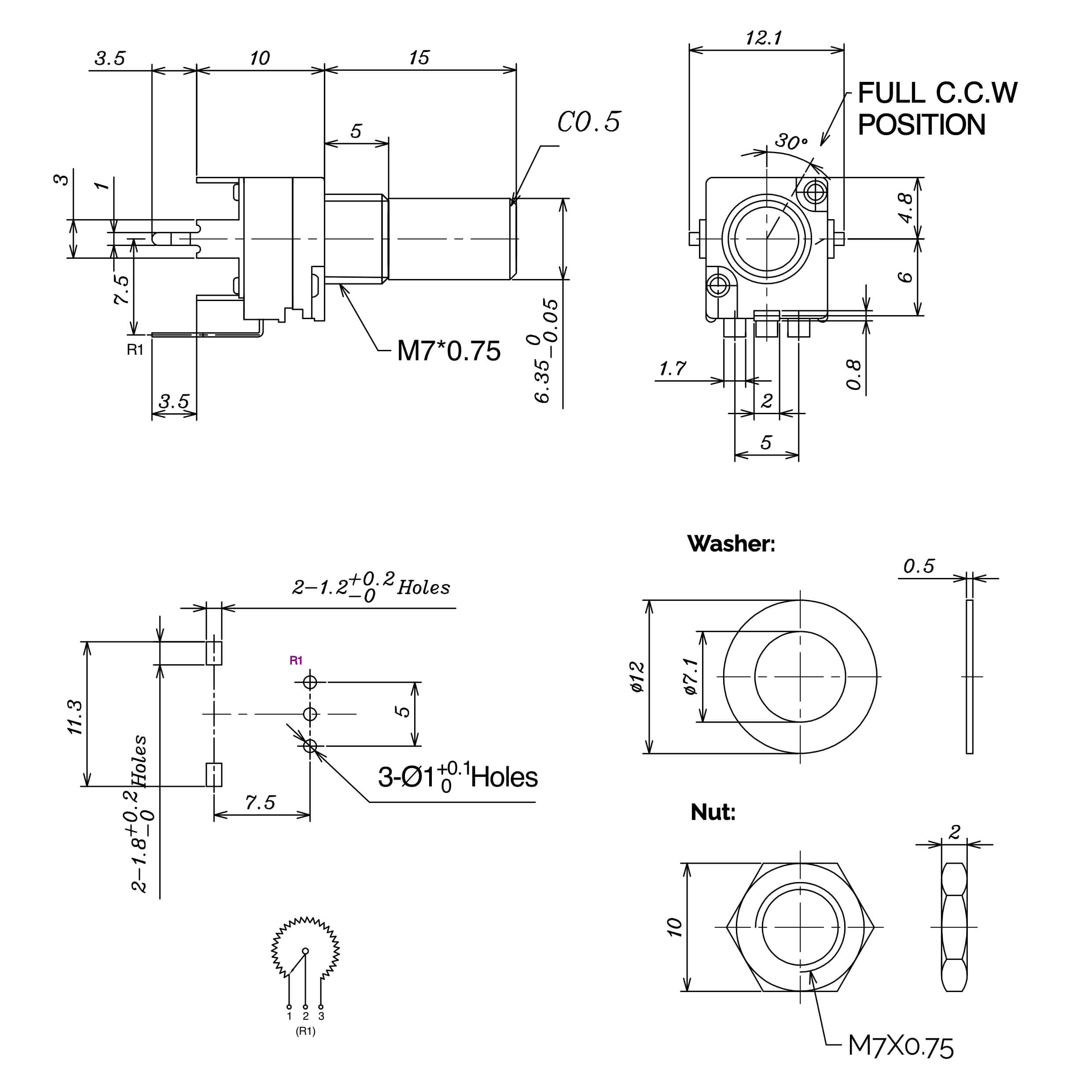 A10k Potentiometer RV9 (Round)