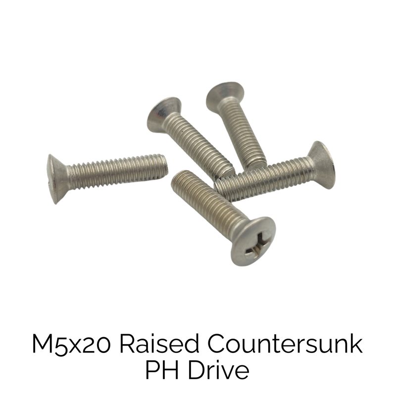 Screw M5 20mm length, Raised Countersunk Head, PH Drive