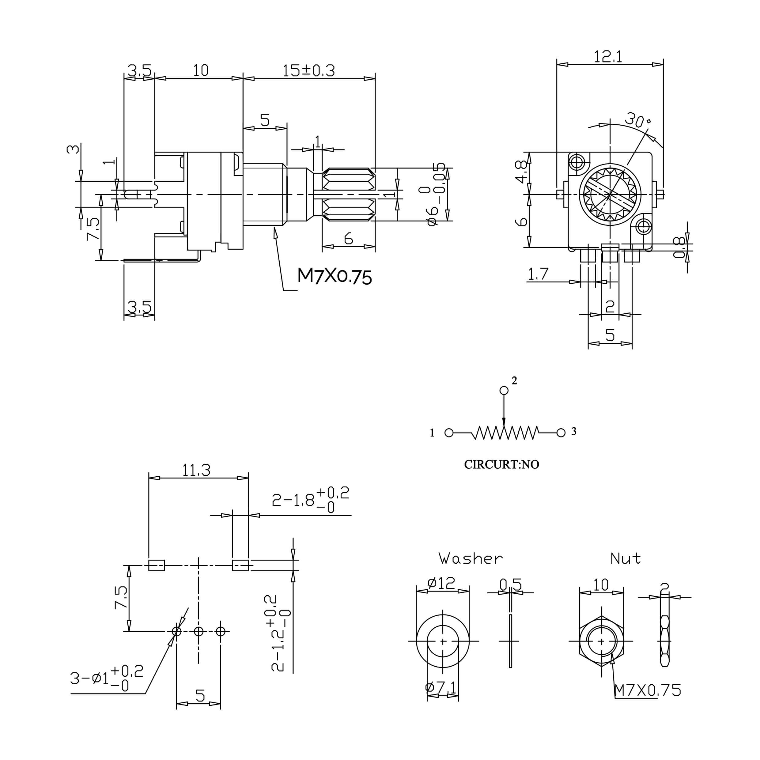 B10K Potentiometer RV9 (T18)