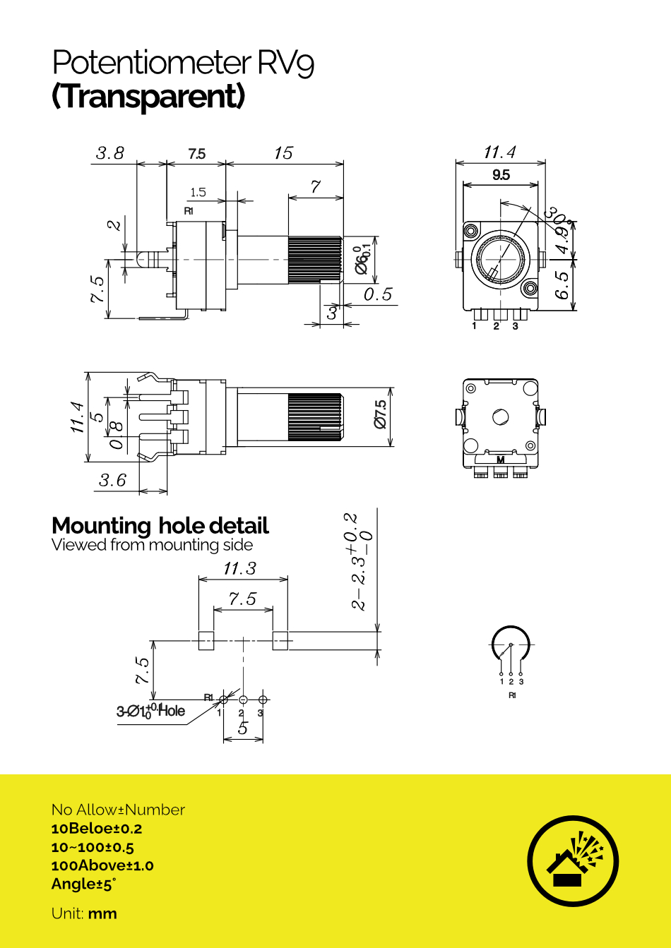 B10k Potentiometer RV9 (Transparent)