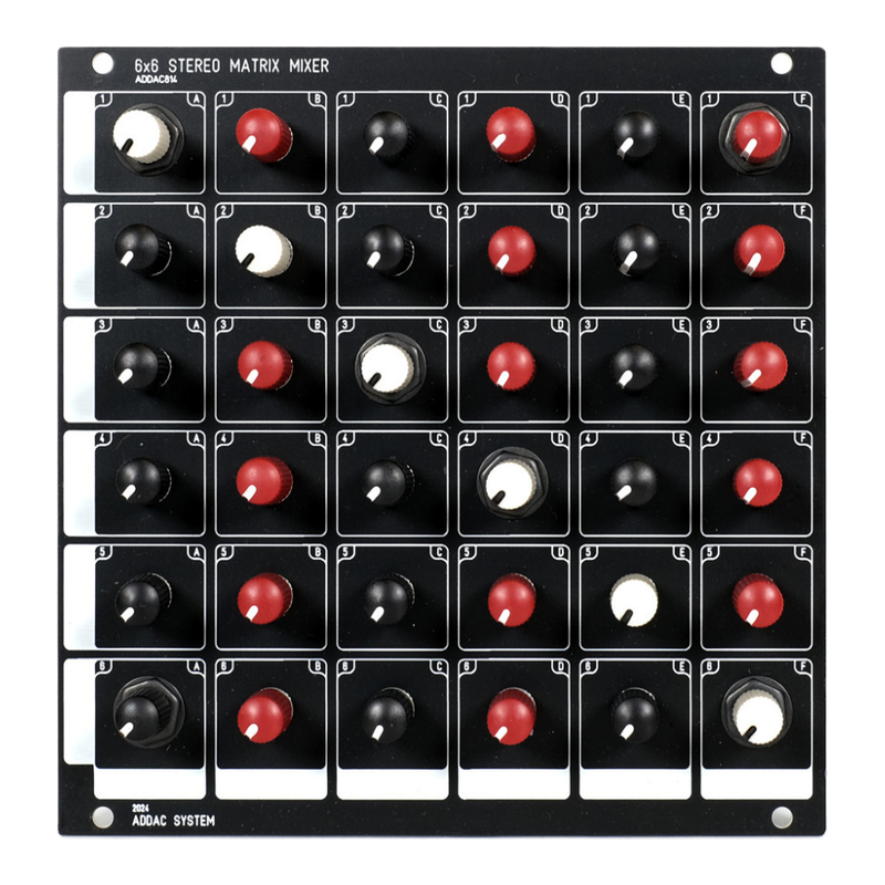 ADDAC System - 814B 6x6 Stereo Matrix Mixer Controls